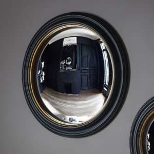 Rockford Large Convex Wall Mirror In Black And Gold - UK