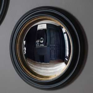 Rockford Small Convex Wall Mirror In Black And Gold - UK