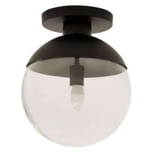 Rocklin Clear Glass Shade Ceiling Light In Black - UK