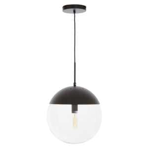 Rocklin Clear Glass Shade Pendant Ceiling Light In Black - UK