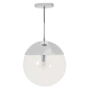 Rocklin Clear Glass Shade Pendant Ceiling Light In Chrome - UK