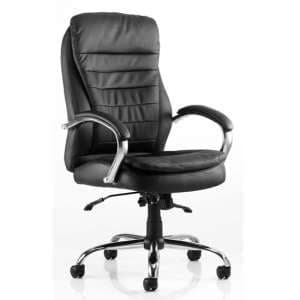 Rocky Leather High Back Executive Office Chair In Black - UK