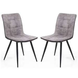 Rizhao Light Grey Suede Effect Dining Chair In A Pair - UK