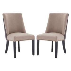 Rodik Beige Fabric Upholstered Dining Chairs In Pair - UK