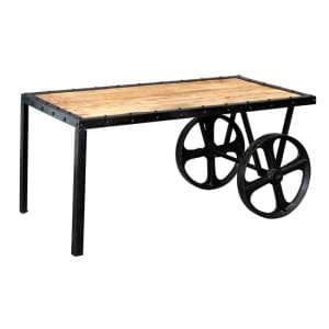 Romarin Cart Coffee Table In Reclaimed Wood And Metal Frame