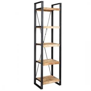 Clio Slim Bookcase In Reclaimed Wood And Metal Frame