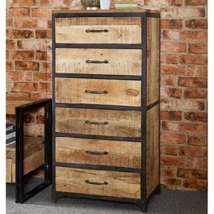 Clio Chest Of Drawers Tall In Reclaimed Wood And Metal Frame - UK