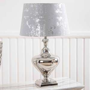 Rome Drum-Shaped Silver Shade Table Lamp With Nickel Chrome Base - UK