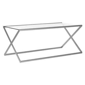 Romelo Clear Glass Coffee Table With Satin Nickel Frame - UK
