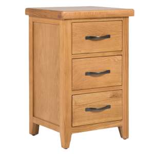 Romero Wooden Bedside Cabinet With 3 Drawers In Natural - UK