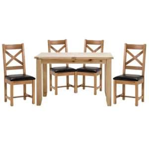 Romero Wooden Dining Table With 4 Cross Back Chairs