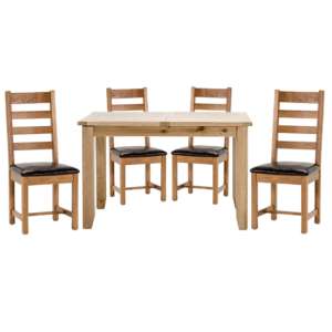 Romero Wooden Dining Table With 4 Ladder Back Chairs
