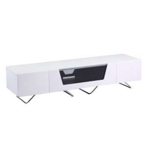 Clutton Large LCD TV Stand In White With Chrome Base