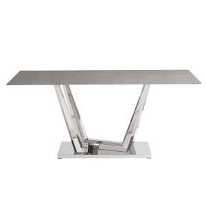 Rori 180cm Marble Dining Table In Carlos Grey With Polished Base