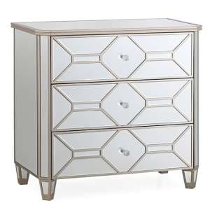 Rose Mirrored Chest Of 3 Drawers In Silver