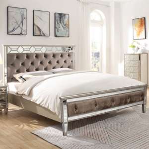 Rose Mirrored Double Bed In Silver - UK