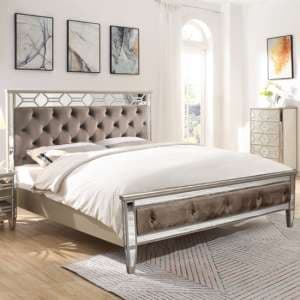 Rose Mirrored Super King Size Bed In Silver - UK