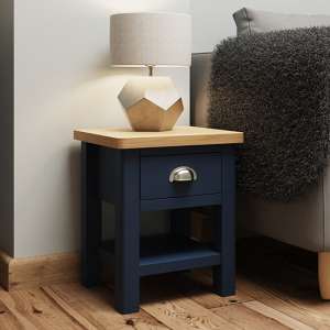 Rosemont Wooden 1 Drawer Lamp Table In Dark Blue - UK
