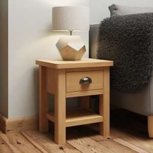 Rosemont Wooden 1 Drawer Lamp Table In Rustic Oak - UK
