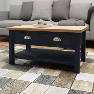 Rosemont Wooden 1 Drawer Coffee Table In Dark Blue - UK