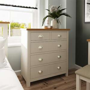 Rosemont Wooden Chest Of 5 Drawers In Dove Grey - UK