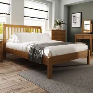 Rosemont Wooden King Size Bed In Rustic Oak - UK