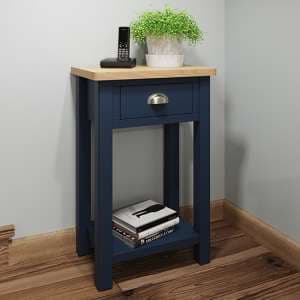 Rosemont Wooden Side Table In Dark Blue - UK