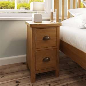 Rosemont Wooden 2 Drawers Bedside Cabinet In Rustic Oak - UK