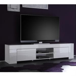 Rossini Wide TV Stand In White Gloss With 2 Drawers