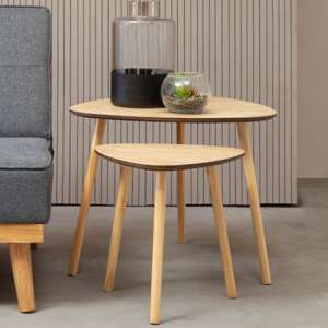 Rosta Wooden Set Of 2 Side Tables In Natural - UK