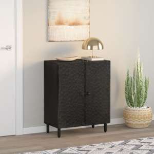 Rother Mango Wood Storage Cabinet With 2 Doors In Black - UK