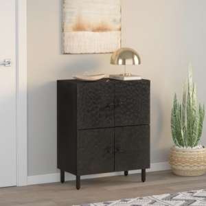 Rother Mango Wood Storage Cabinet With 4 Doors In Black - UK