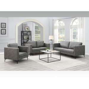 Rotland Fabric 3 Seater Sofa And 2 Armchairs In Charcoal - UK