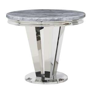 Rouen Marble Dining Table Large Round In Grey - UK