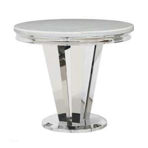 Rouen Marble Dining Table Large Round In White - UK