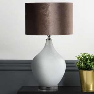 Rovigo Mocha Velvet Shade Table Lamp With Silver Glass Base - UK