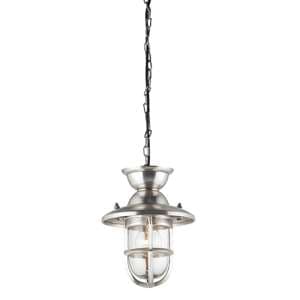 Rowling Small Clear Glass Shade Pendant Light In Antique Silver - UK