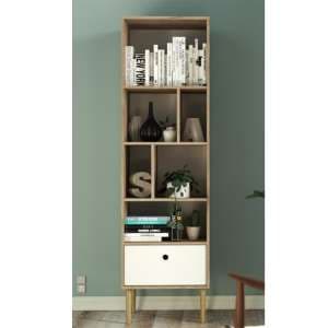 Roxo Wooden 1 Drawer Bookcase In Oak And White - UK