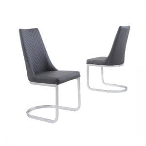 Roxy Grey Faux Leather Dining Chairs In Pair - UK