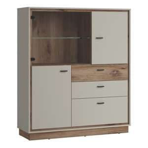 Royse Display Cabinet With 3 Doors 3 Drawers In Grey Oak