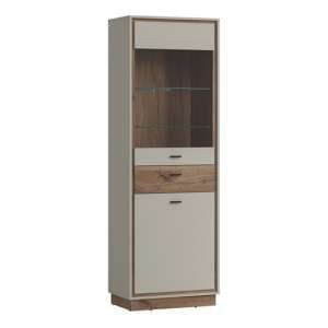 Royse Wooden Display Cabinet With 2 Doors 1 Drawer In Grey Oak