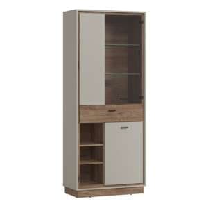 Royse Wooden Display Cabinet With 3 Doors 1 Drawer In Grey