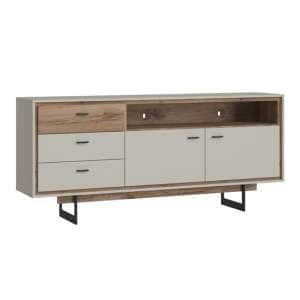 Royse Wooden Sideboard Open Shelf With 2 Doors In Grey And Oak - UK