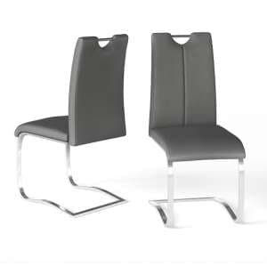 Gerrans Grey Faux Leather Dining Chair In A Pair