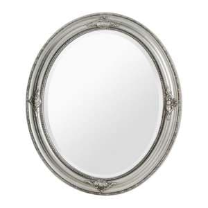 Rustin Oval Vintage Design Wall Bedroom Mirror In Silver Frame