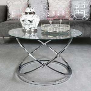 Ruston Clear Glass Coffee Table With Shiny Chrome Metal Base