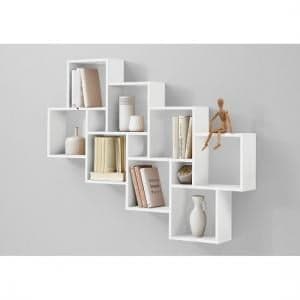 Rutland Wooden Large Wall Mounted Shelving Unit In White