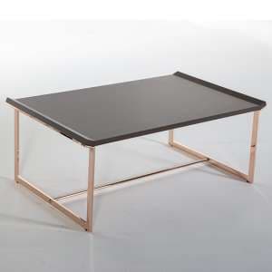 Ryan Matt Grey Top Coffee Table With Rose Gold Metal Frame - UK
