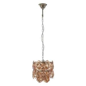Rydall Small Amber Glass Chandelier Ceiling Light In Nickel - UK