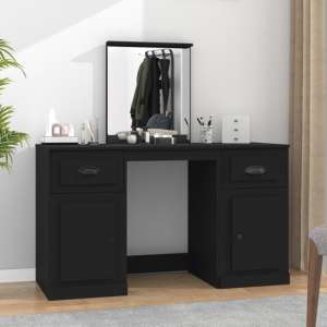 Ryker Wooden Dressing Table With Mirror In Black